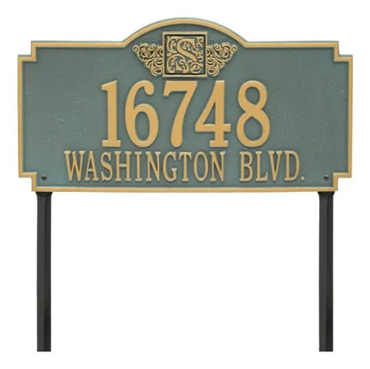 Whitehall 5104 Arch Marker Estate Lawn Address Plaque in Bronze and Verdigris