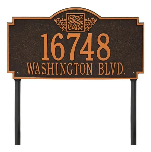 Whitehall 5104 Arch Marker Estate Lawn Address Plaque in Oil Rubbed Bronze