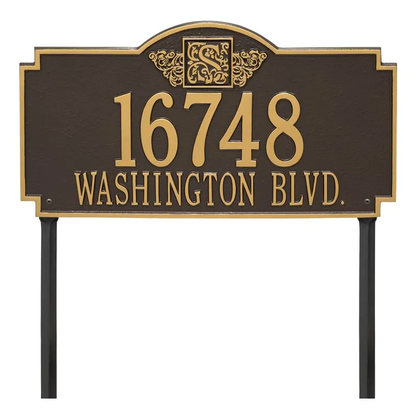 Whitehall 5104 Arch Marker Estate Lawn Address Plaque in Bronze and Gold