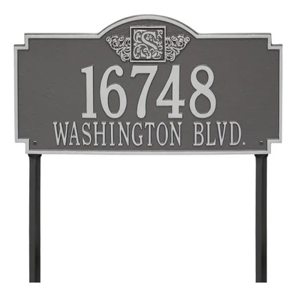 Whitehall 5104 Arch Marker Estate Lawn Address Plaque in Pewter and Silver