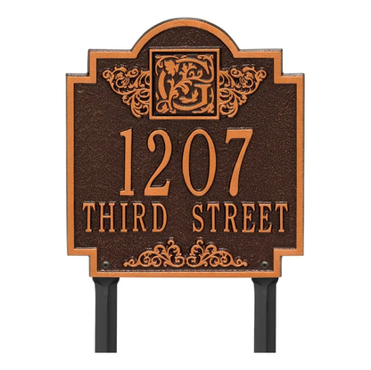Whitehall 5106 Arch Marker Estate Lawn Address Plaque in Antique Copper