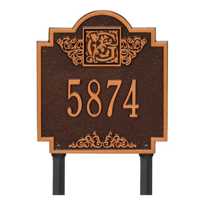 Whitehall 5107 Arch Marker Estate Lawn Address Plaque in Antique Copper