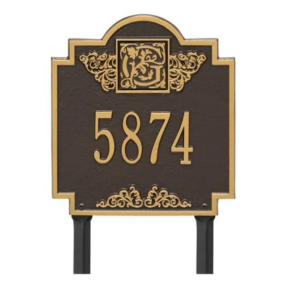 Whitehall 5107 Arch Marker Estate Lawn Address Plaque in Bronze and Gold