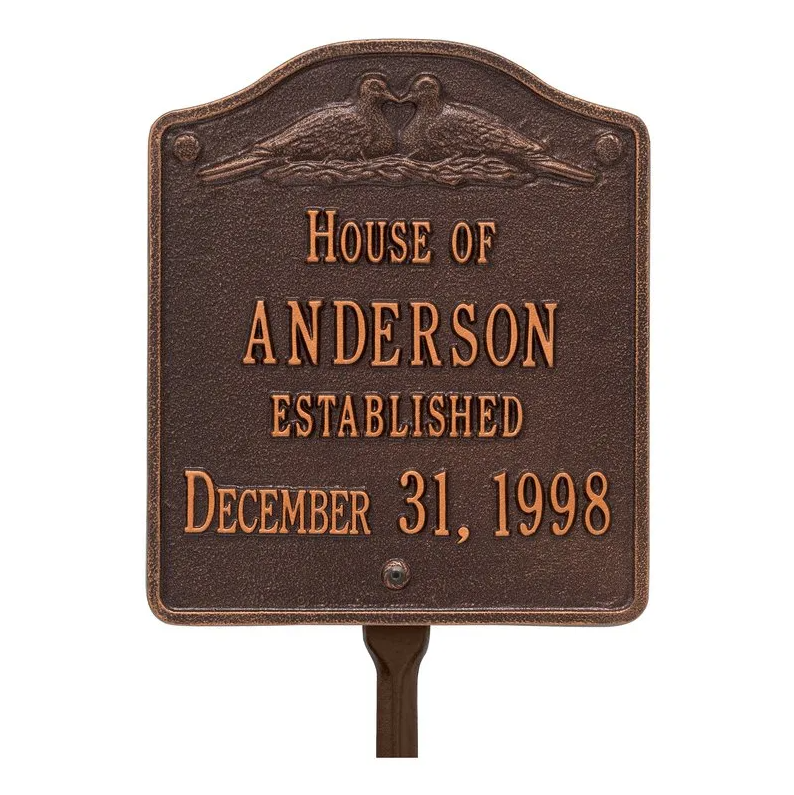 Whitehall 5109 Arch Marker Estate Lawn Address Plaque in Antique Copper