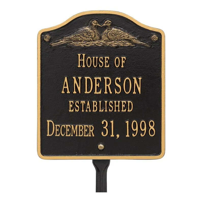 Whitehall 5109 Arch Marker Estate Lawn Address Plaque in Black and Gold