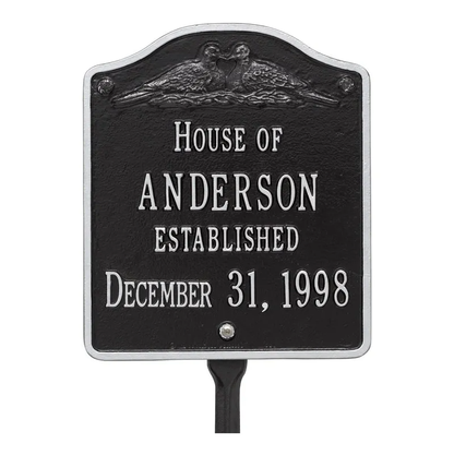 Whitehall 5109 Arch Marker Estate Lawn Address Plaque in Black and Silver