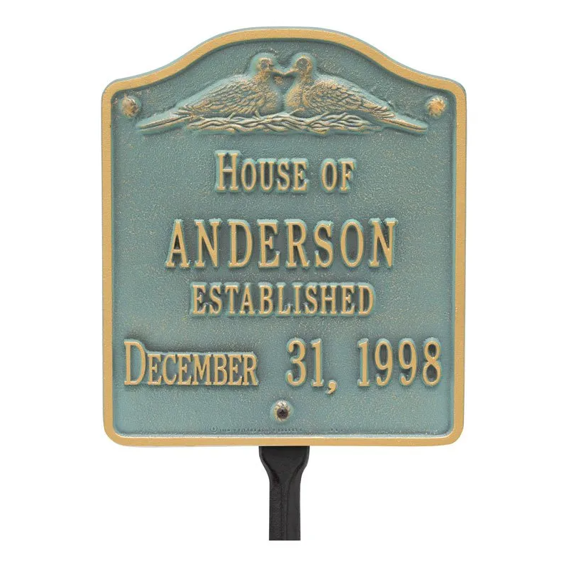 Whitehall 5109 Arch Marker Estate Lawn Address Plaque in Bronze and Verdigris