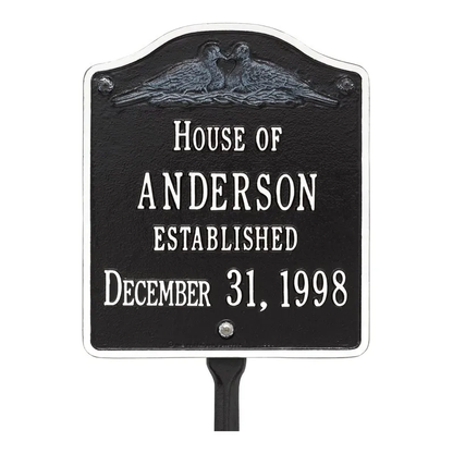 Whitehall 5109 Arch Marker Estate Lawn Address Plaque in Black and White