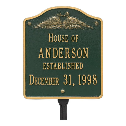 Whitehall 5109 Arch Marker Estate Lawn Address Plaque in Green and Gold