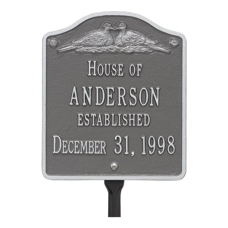 Whitehall 5109 Arch Marker Estate Lawn Address Plaque in Pewter and Silver