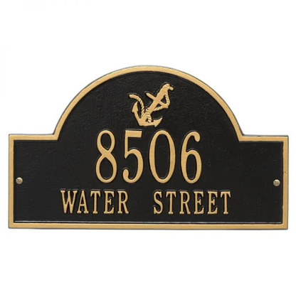 Whitehall 5124 Arch Marker Estate Wall Address Plaque in Black and Gold