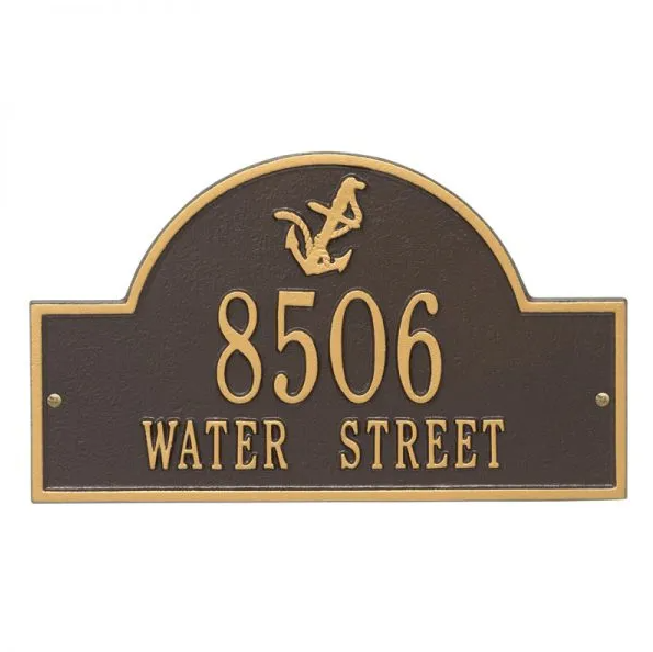 Whitehall 5124 Arch Marker Estate Wall Address Plaque in Bronze and Gold