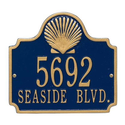 Whitehall 5130 Arch Marker Estate Wall Address Plaque in Dark Blue and Gold