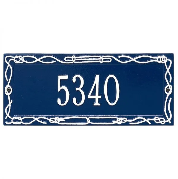Whitehall 5131 Arch Marker Estate Wall Address Plaque in Blue and White
