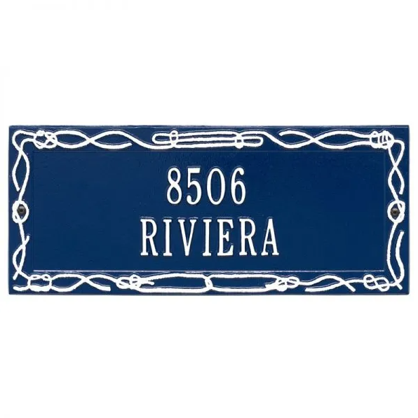 Whitehall 5132 Arch Marker Estate Wall Address Plaque in Dark Blue and White