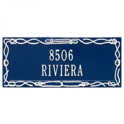 Whitehall 5132 Arch Marker Estate Wall Address Plaque in Dark Blue and White