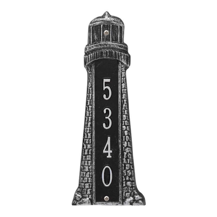 Whitehall 5133 Arch Marker Estate Wall Address Plaque in Black and Silver