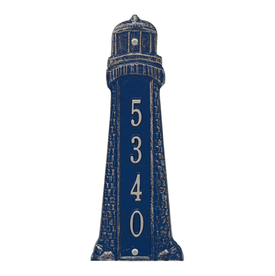 Whitehall 5133 Arch Marker Estate Wall Address Plaque in Dark Blue and Silver