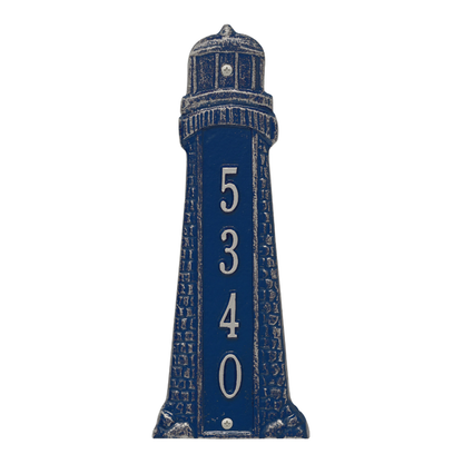 Whitehall 5133 Arch Marker Estate Wall Address Plaque in Dark Blue and Silver