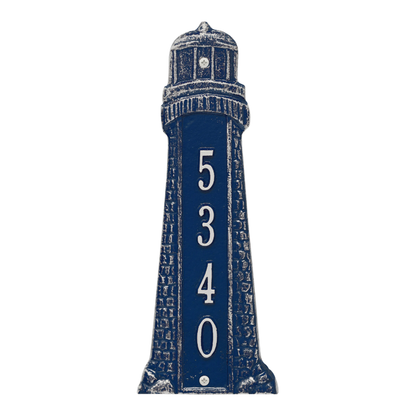 Whitehall 5133 Arch Marker Estate Wall Address Plaque in Dark Blue and White