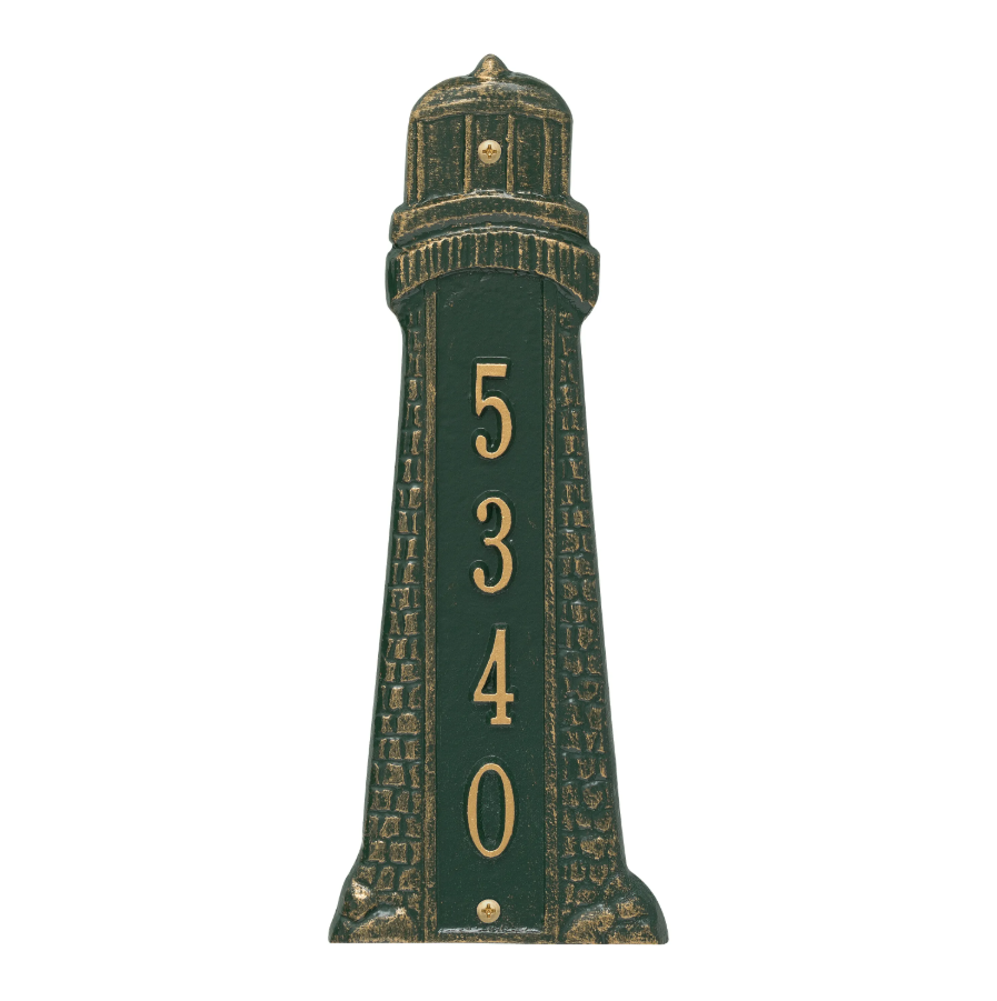 Whitehall 5133 Arch Marker Estate Wall Address Plaque in Green and Gold