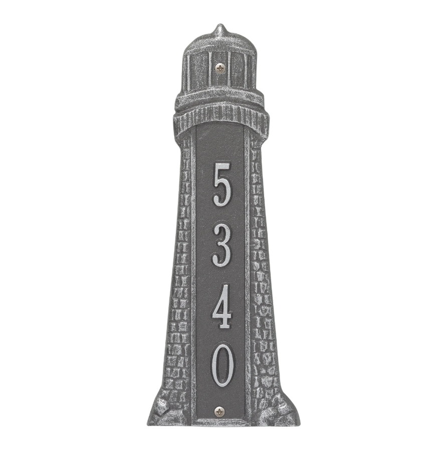 Whitehall 5133 Arch Marker Estate Wall Address Plaque in Pewter and Silver