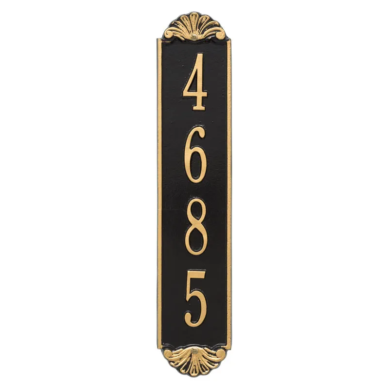 Whitehall 5134 Arch Marker Estate Wall Address Plaque in Black and Gold