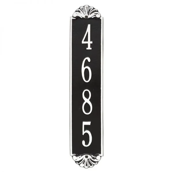 Whitehall 5134 Arch Marker Estate Wall Address Plaque in Black and White