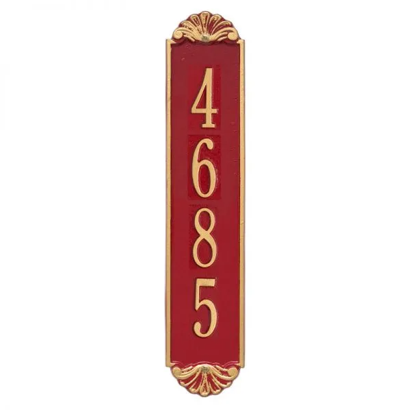 Whitehall 5134 Arch Marker Estate Wall Address Plaque in Red and Gold