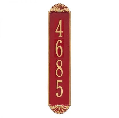 Whitehall 5134 Arch Marker Estate Wall Address Plaque in Red and Gold