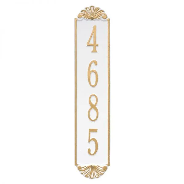 Whitehall 5134 Arch Marker Estate Wall Address Plaque in White and Gold