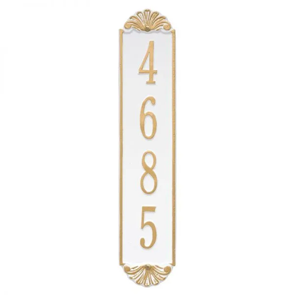 Whitehall 5134 Arch Marker Estate Wall Address Plaque in White and Gold
