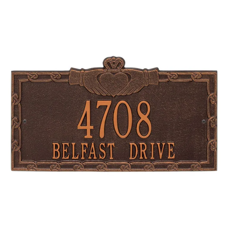 Whitehall 5157 Arch Marker Estate Lawn Address Plaque in Antique Copper