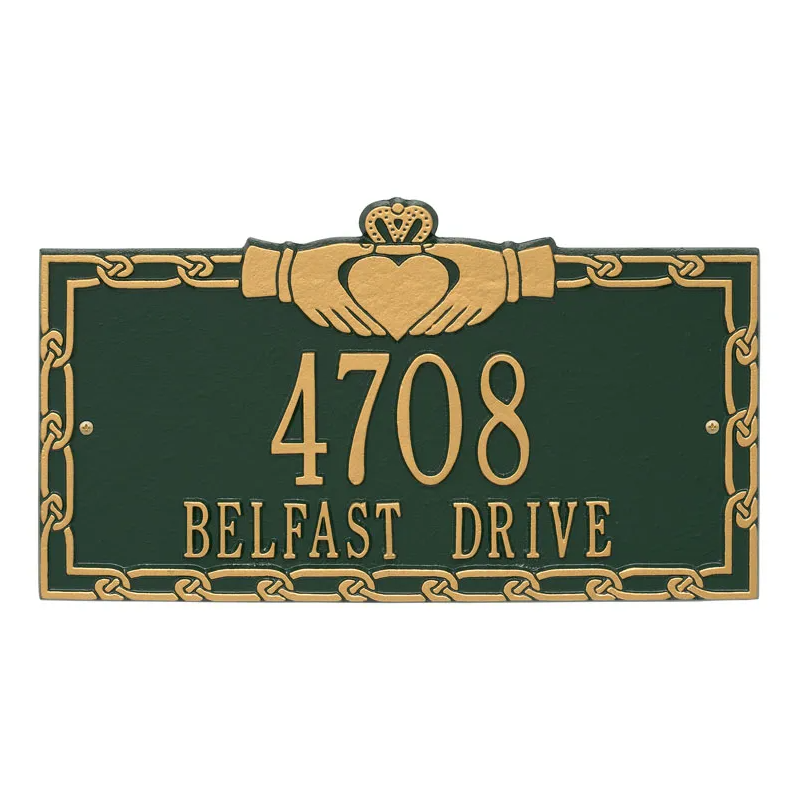 Whitehall 5157 Arch Marker Estate Lawn Address Plaque in Green and Gold