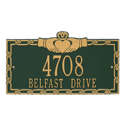 Whitehall 5157 Arch Marker Estate Lawn Address Plaque in Green and Gold