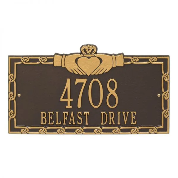 Whitehall 5157 Arch Marker Estate Lawn Address Plaque in Bronze and Gold