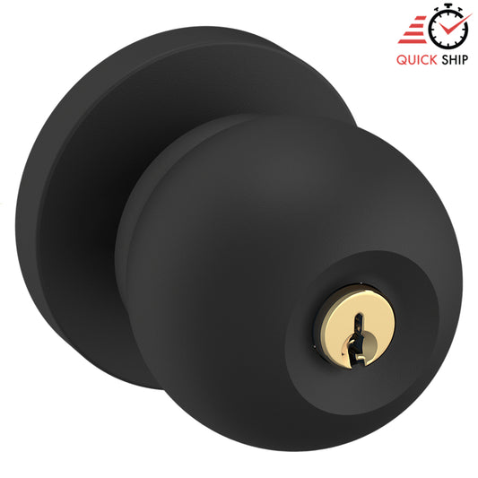 Baldwin Contemporary Entry Knob in Satin Black Finish