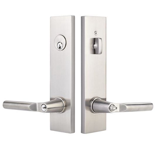 Emtek Modern Sideplate Lock - Hanover Lever - Satin Nickel