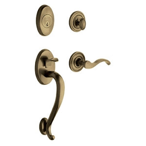 Baldwin Logan Trim Handleset in Satin Brass and Black