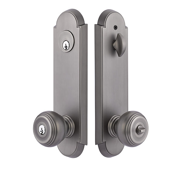 Emtek Annapolis Sideplate Lock - Waverly Knob - Pewter
