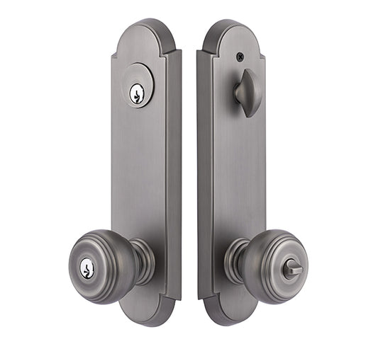 Emtek Annapolis Sideplate Lock - Waverly Knob - Pewter