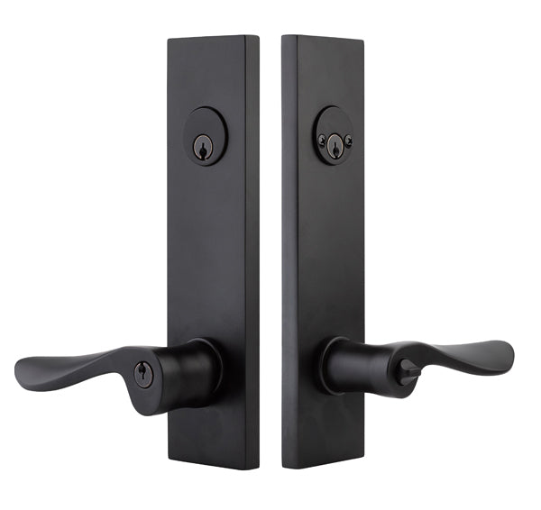 Emtek Modern Sideplate Lock - Luzern Lever - Flat Black