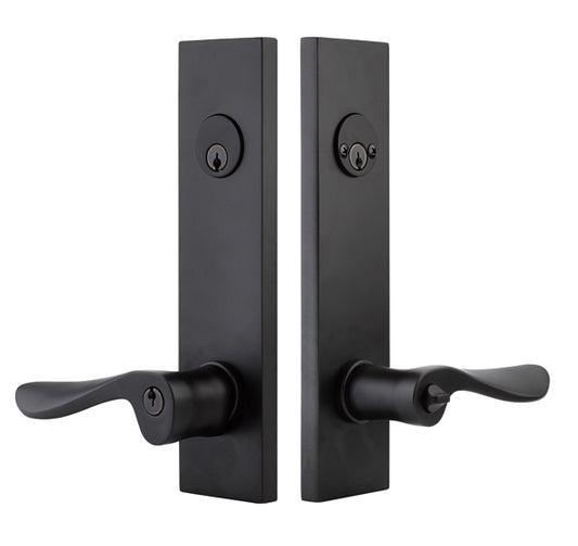 Emtek Modern Sideplate Lock - Luzern Lever - Flat Black
