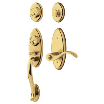 Baldwin Landon Two-Point Lock Handleset In 030 Polished Brass Laquered