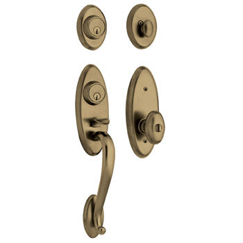 Baldwin Landon Two-Point Lock Handleset In 050 Satin Brass and Black