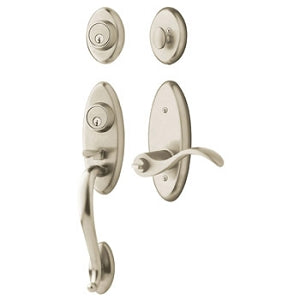 Baldwin Landon Two-Point Lock Handleset In 056 Satin Nickel with Lifetime Finish