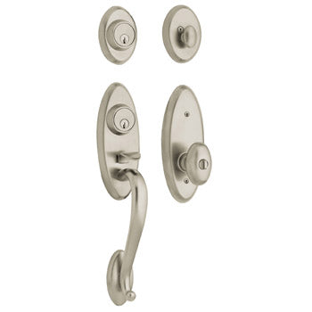 Baldwin Landon Two-Point Lock Handleset In Lifetime Satin Nickdel 