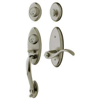 Baldwin Landon Two-Point Lock Handleset In 151 Antique Nickel
