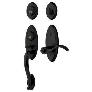 Baldwin Landon Two-Point Lock Handleset In 190 Satin Black