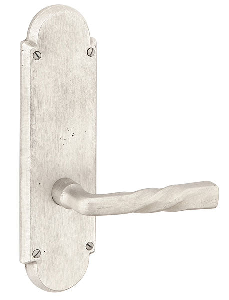 Emtek #5 Style Large Sideplate  - Montrose Lever - Silver Patina